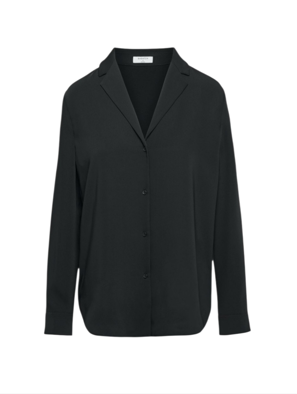 Babaton Black Button-Down Silk-Blend Blouse